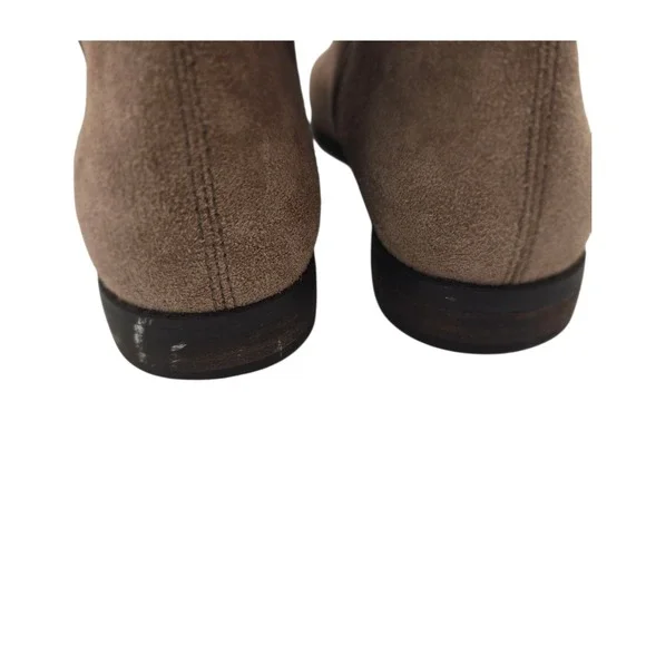 Lands' End Womens 6.5 Taupe Suede Leather Ankle Boots Side Zip Up Minimalist Y2K - Picture 9 of 12